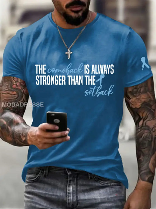 Mäns prostatacancer medvetenhet Skriv ut Casual T shirt blå / S