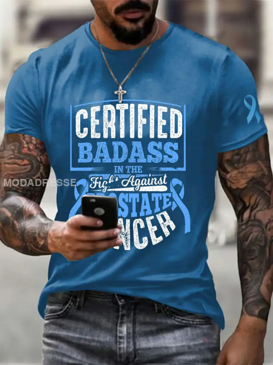 Mäns prostatacancer medvetenhet Skriv ut Casual T shirt blå / S