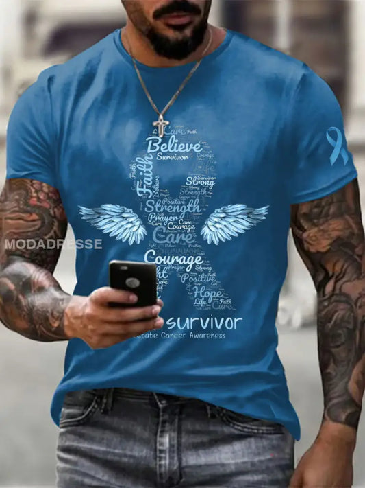 Mäns prostatacancer medvetenhet Skriv ut Casual T shirt blå / S