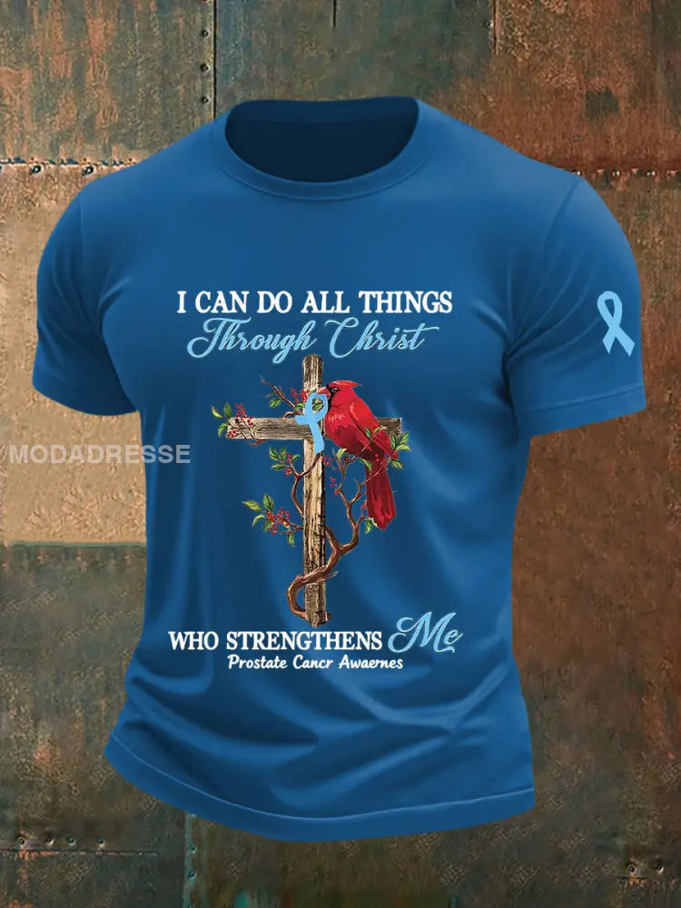 Mäns prostatacancer medvetenhet Skriv ut Casual T shirt blå / S