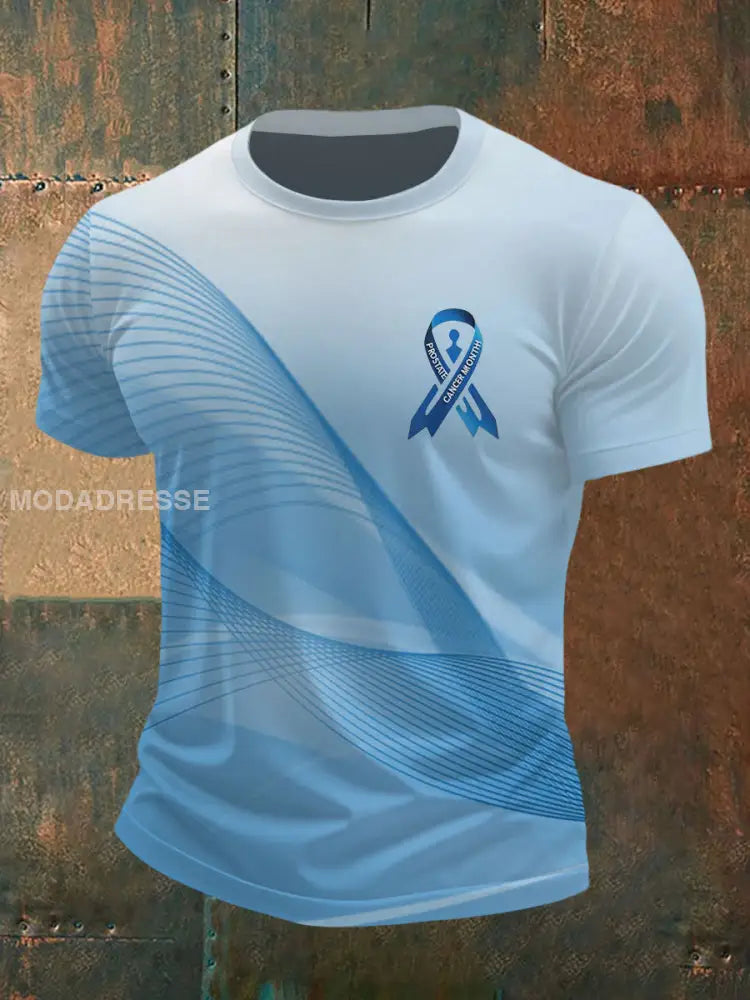 Mäns prostatacancer medvetenhet Skriv ut Casual T shirt ljusblå färg / S