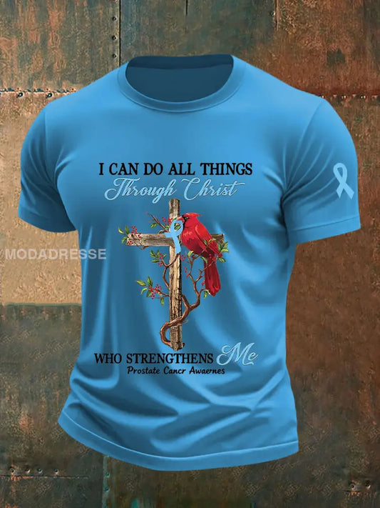 Mäns prostatacancer medvetenhet Skriv ut Casual T shirt ljusblå / S