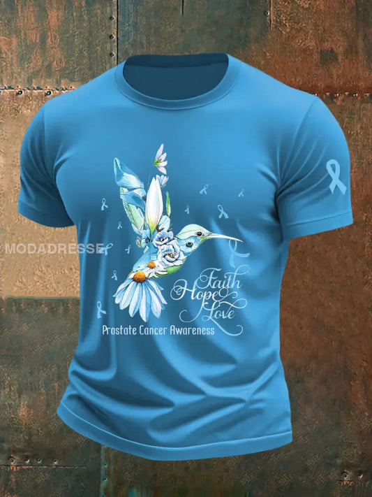 Mäns prostatacancer medvetenhet Skriv ut Casual T shirt ljusblå / S