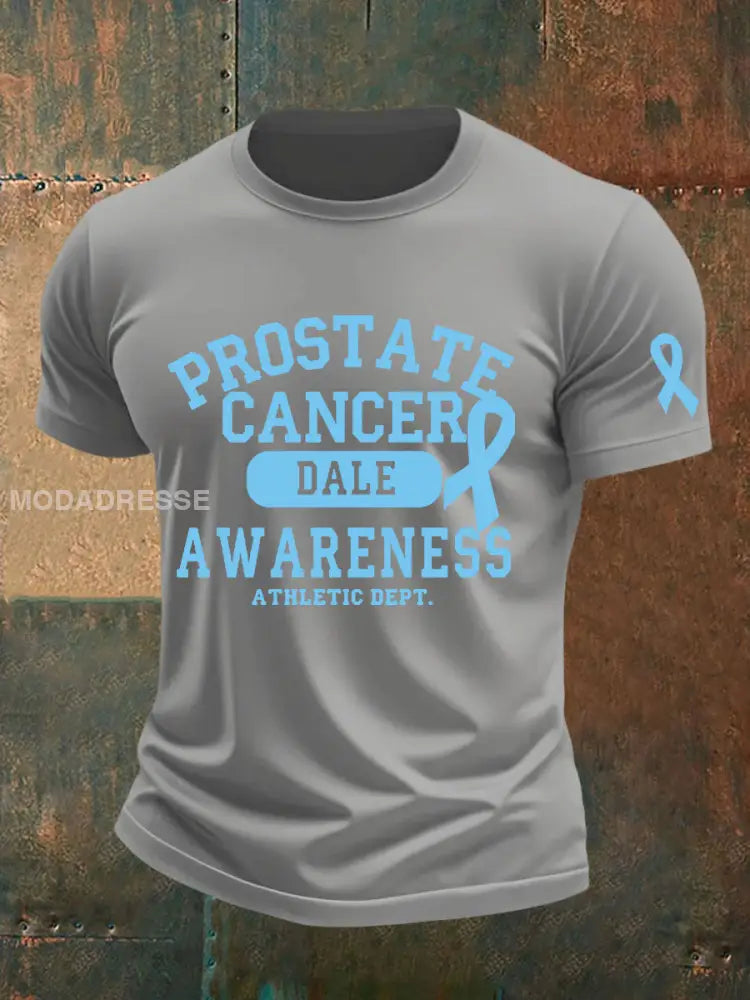 Mäns prostatacancer medvetenhet Skriv ut Casual T shirt ljusgrå. / S