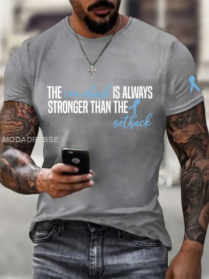 Mäns prostatacancer medvetenhet Skriv ut Casual T shirt ljusgrå. / S