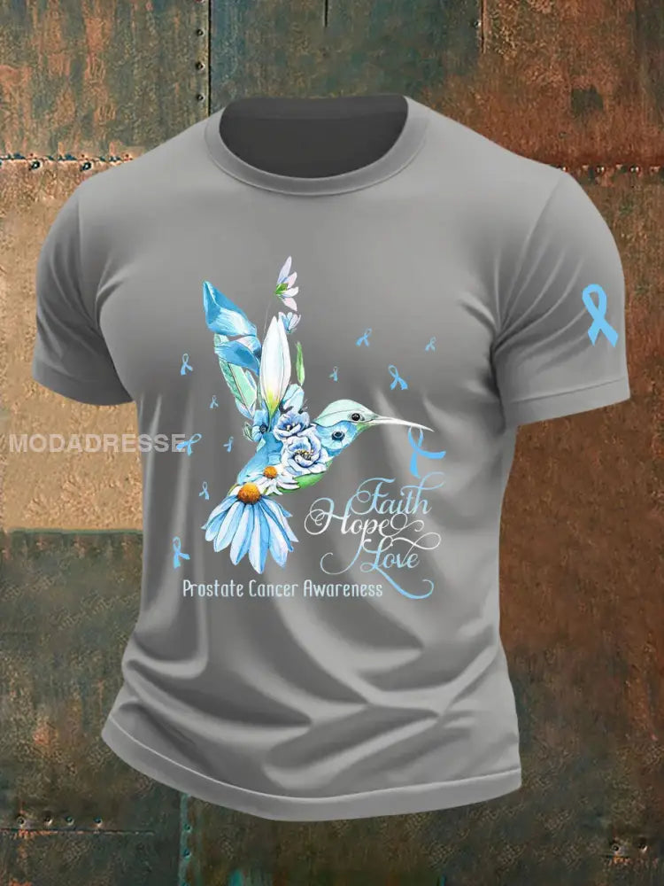 Mäns prostatacancer medvetenhet Skriv ut Casual T shirt ljusgrå. / S
