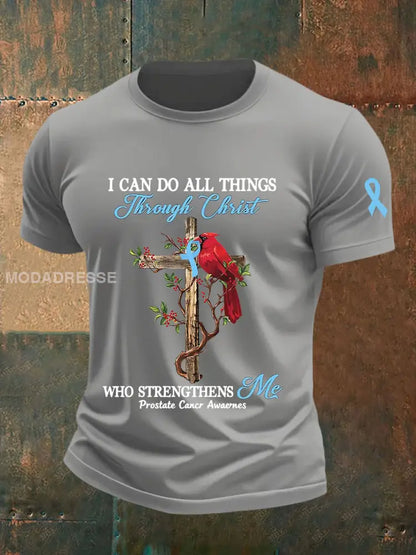 Mäns prostatacancer medvetenhet Skriv ut Casual T shirt ljusgrå. / S
