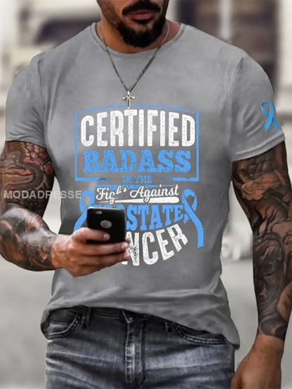 Mäns prostatacancer medvetenhet Skriv ut Casual T shirt ljusgrå / S