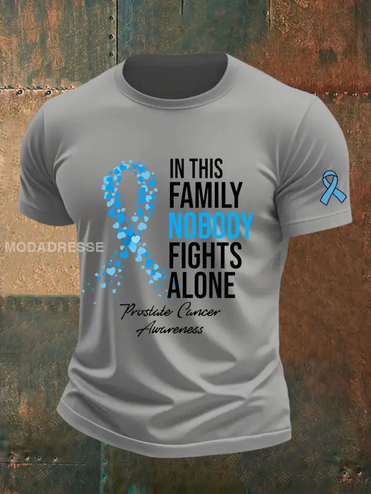 Mäns prostatacancer medvetenhet Skriv ut Casual T shirt ljusgrå. / S