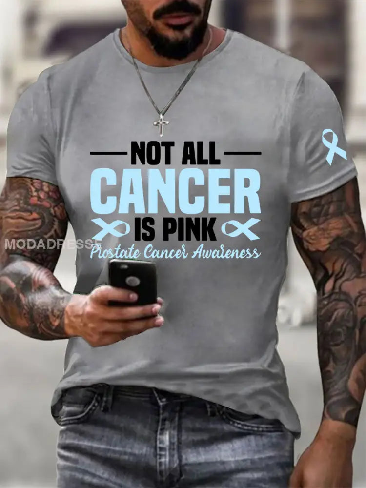 Mäns prostatacancer medvetenhet Skriv ut Casual T shirt ljusgrå / S