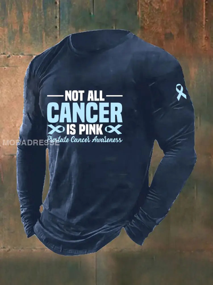 Mäns prostatacancer medvetenhet Skriv ut Casual T shirt marinblå / S