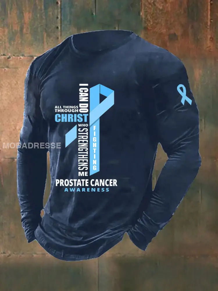 Mäns prostatacancer medvetenhet Skriv ut Casual T shirt marinblå / S