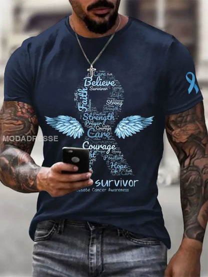 Mäns prostatacancer medvetenhet Skriv ut Casual T shirt marinblå / S