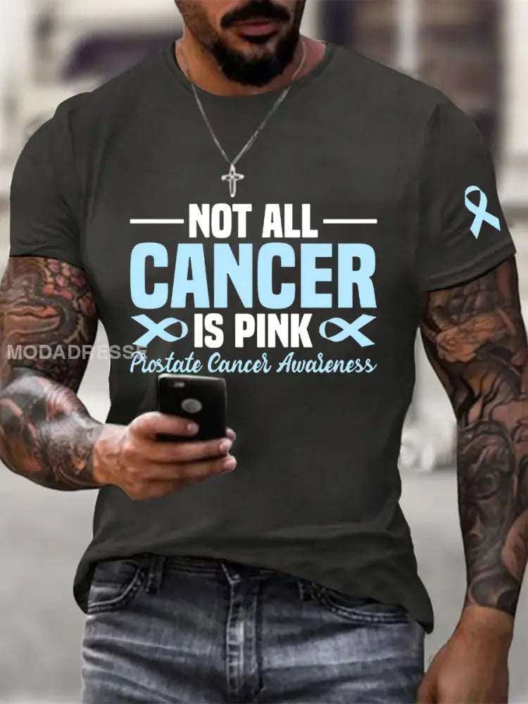 Mäns prostatacancer medvetenhet Skriv ut Casual T shirt mörk grå / S