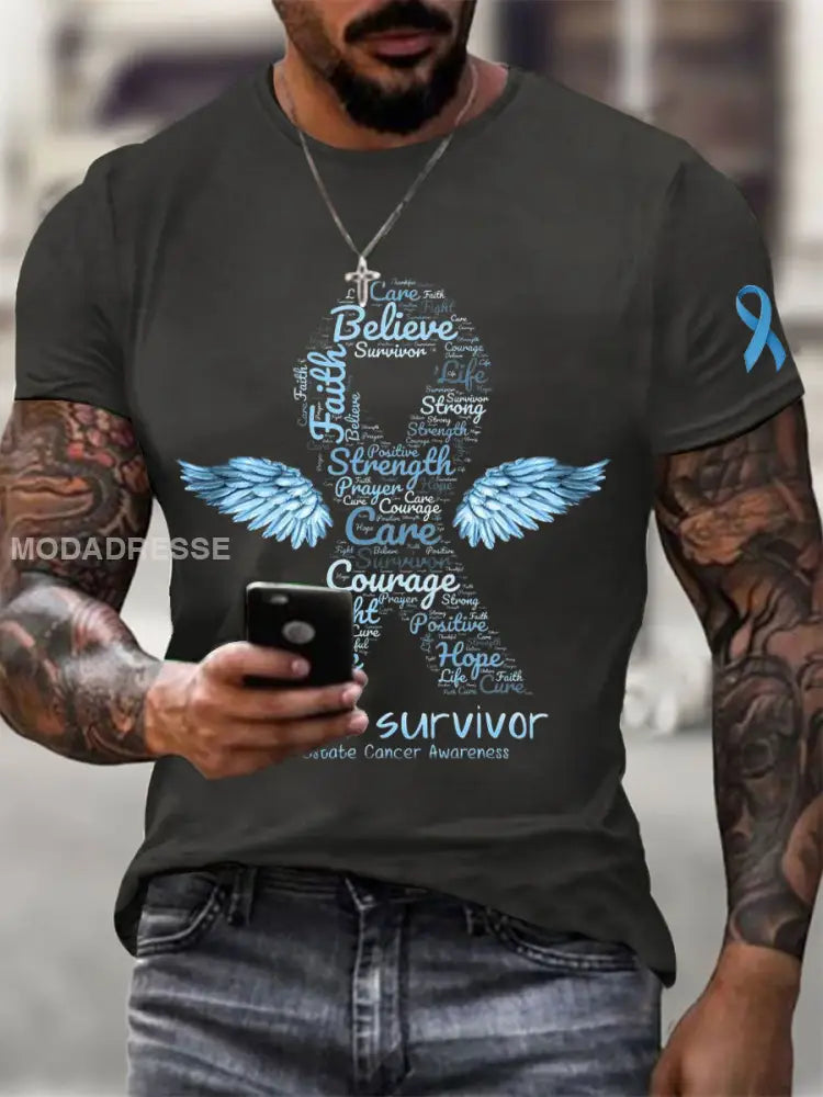 Mäns prostatacancer medvetenhet Skriv ut Casual T shirt mörk grå / S
