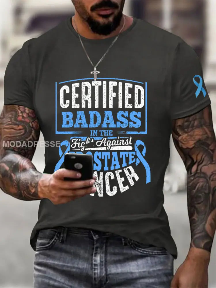 Mäns prostatacancer medvetenhet Skriv ut Casual T shirt mörk grå / S