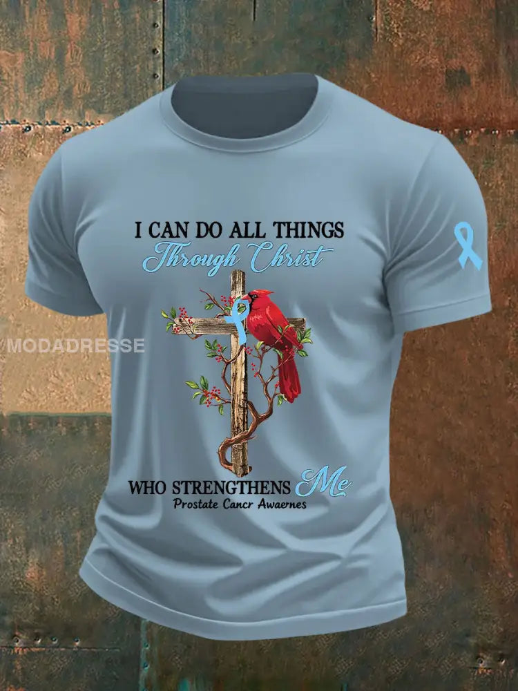 Mäns prostatacancer medvetenhet Skriv ut Casual T shirt skårig blå / S