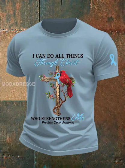 Mäns prostatacancer medvetenhet Skriv ut Casual T shirt skårig blå / S