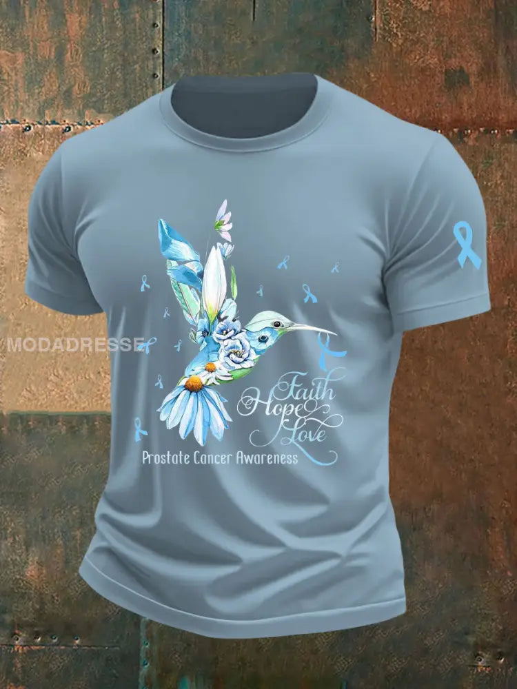 Mäns prostatacancer medvetenhet Skriv ut Casual T shirt skårig blå / S