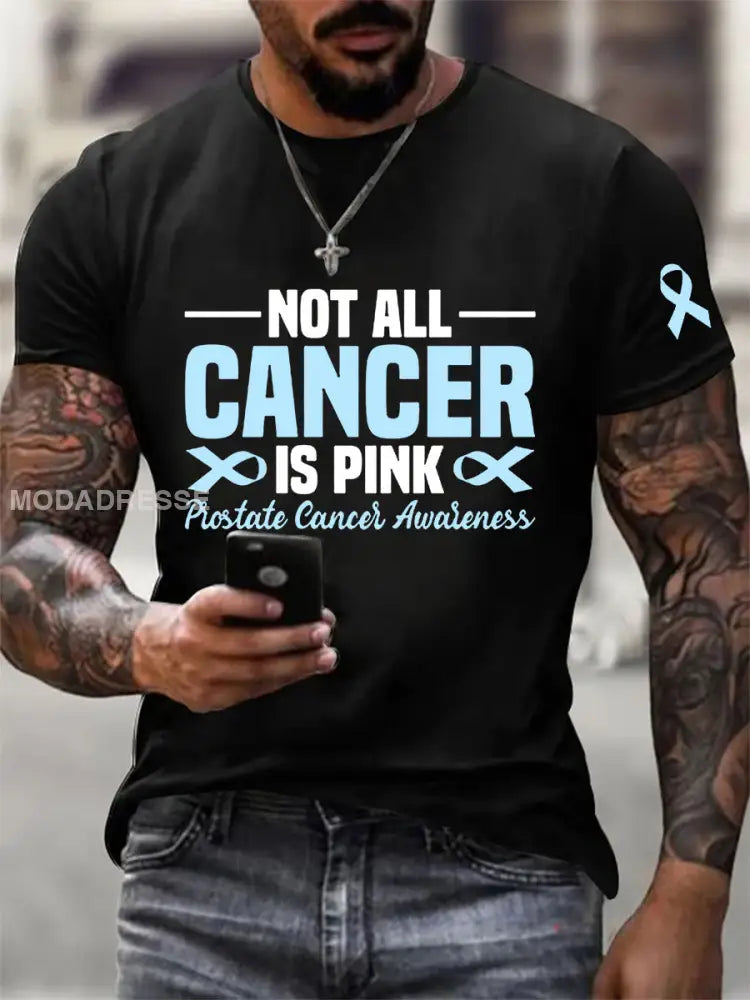 Mäns prostatacancer medvetenhet Skriv ut Casual T shirt svart / S