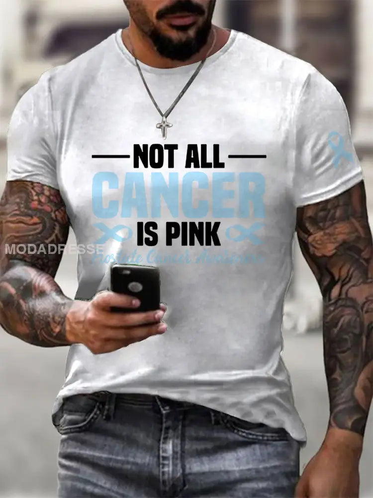 Mäns prostatacancer medvetenhet Skriv ut Casual T shirt vit / S