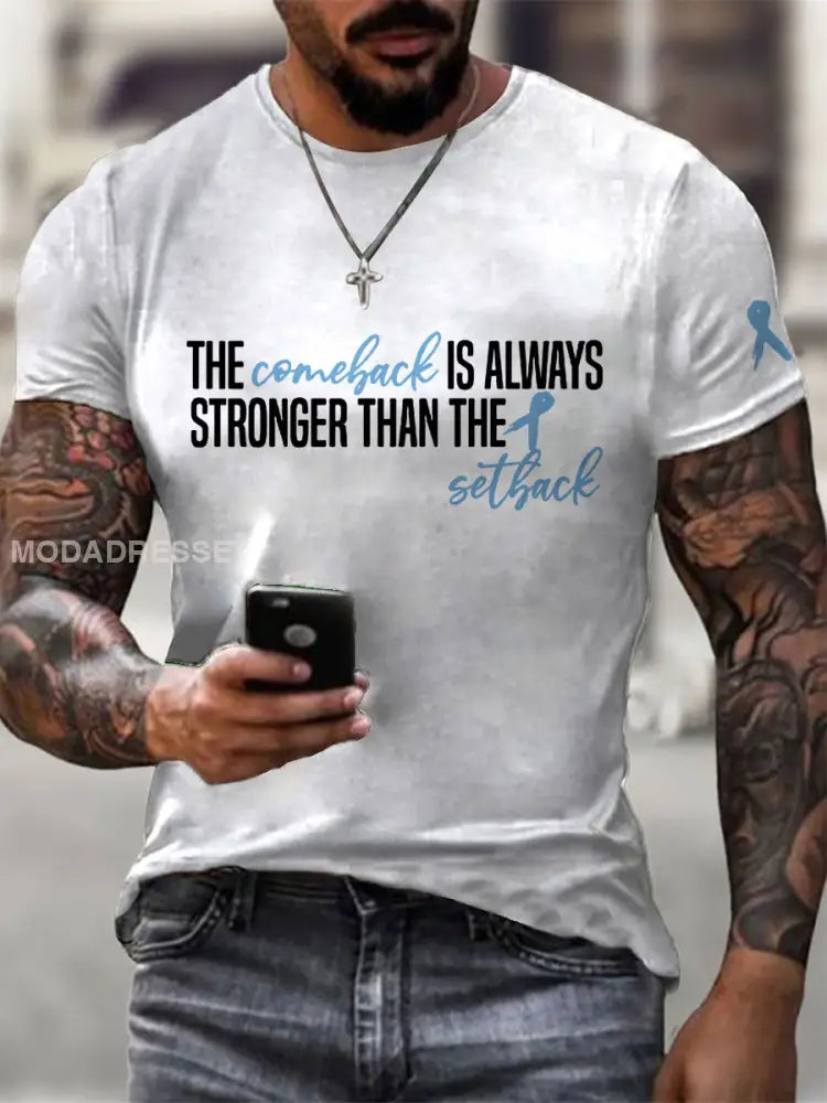 Mäns prostatacancer medvetenhet Skriv ut Casual T shirt vit / S
