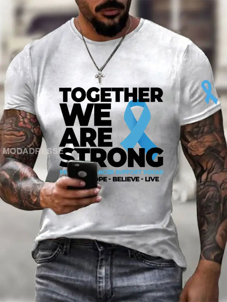 Mäns prostatacancer medvetenhet Skriv ut Casual T shirt vit / S
