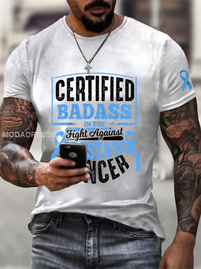 Mäns prostatacancer medvetenhet Skriv ut Casual T shirt vitt / S