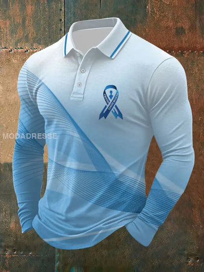 Mäns prostatacancer medvetenhet Skriv ut Casual Topp ljusblå färg / S