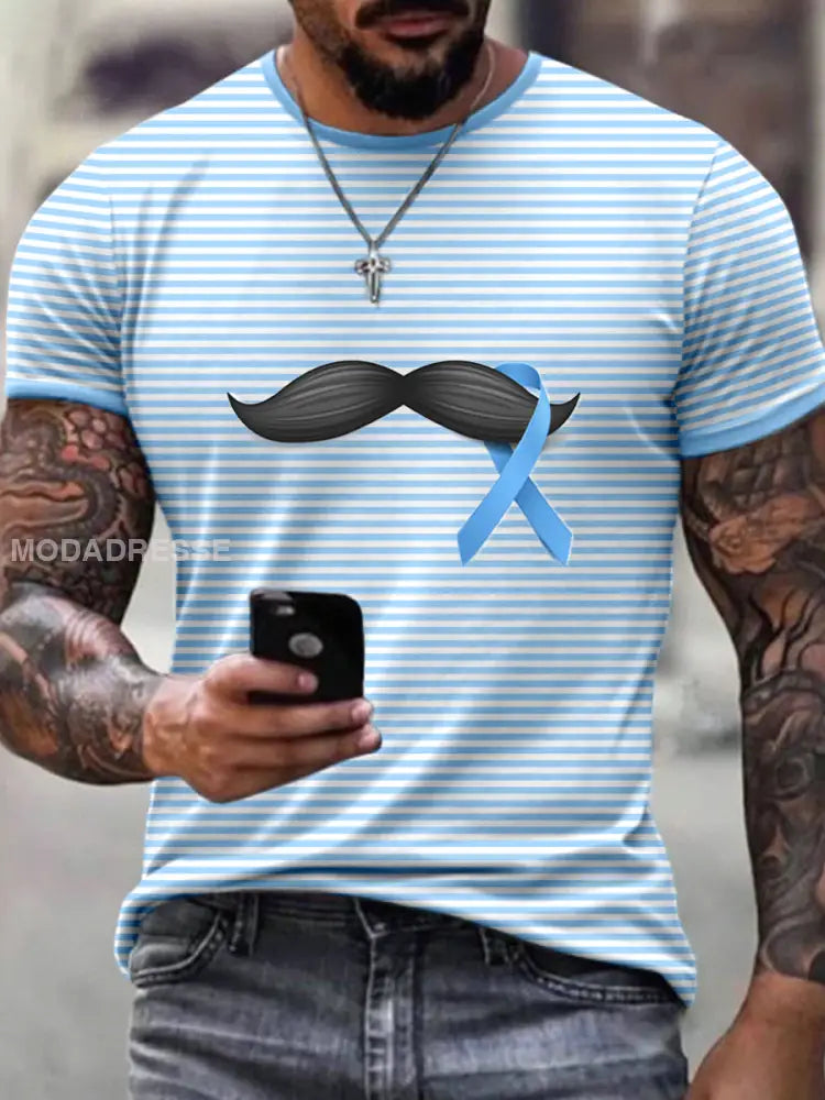 Mäns prostatacancer medvetenhet Stripad tryck T shirt som bild / S