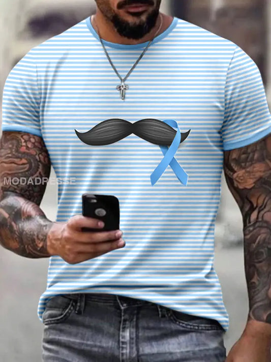 Mäns prostatacancer medvetenhet Stripad tryck T shirt som bild / S