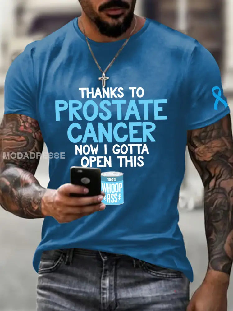 Mäns prostatacancer medvetenhet T shirt blå / S