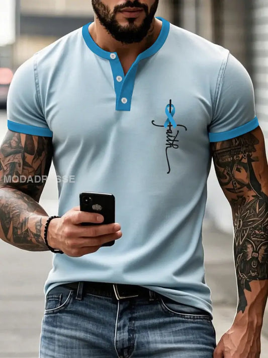 Mäns prostatacancer medvetenhet T shirt ljusblåa / S