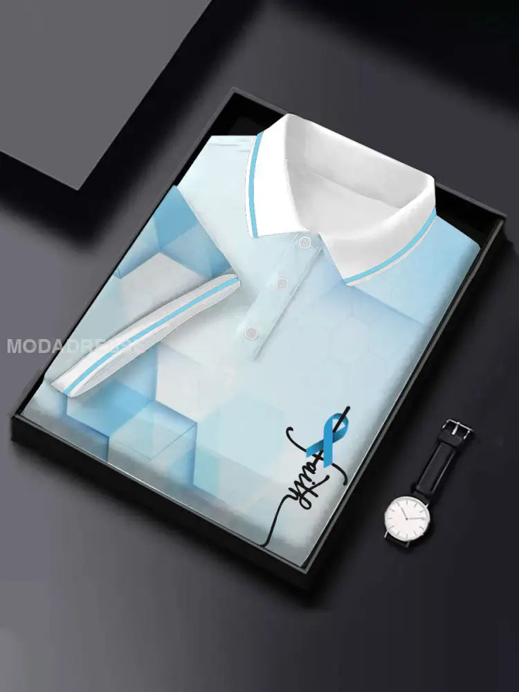Mäns prostatacancer medvetenhet T shirt ljusblåa / S