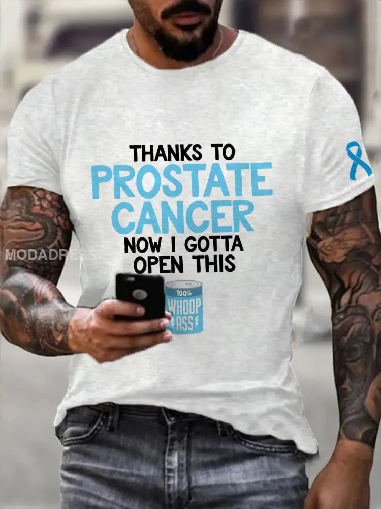 Mäns prostatacancer medvetenhet T shirt vitt / S