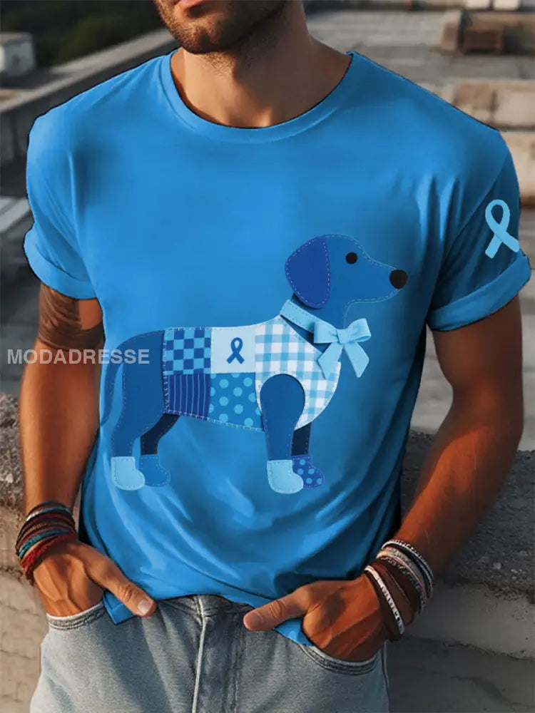 Mäns prostatacancer Spädhund T shirts blå / S