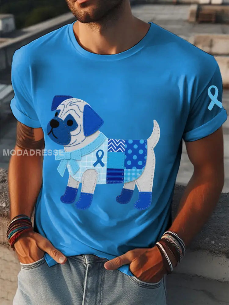 Mäns prostatacancer Spädhund T shirts blå / S