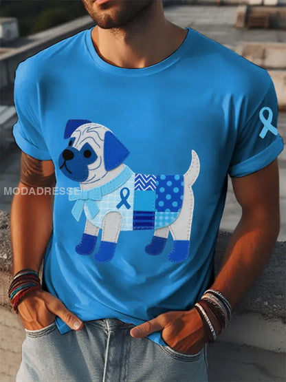 Mäns prostatacancer Spädhund T shirts blå / S