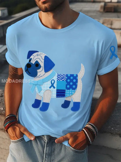 Mäns prostatacancer Spädhund T shirts ljusblå / S