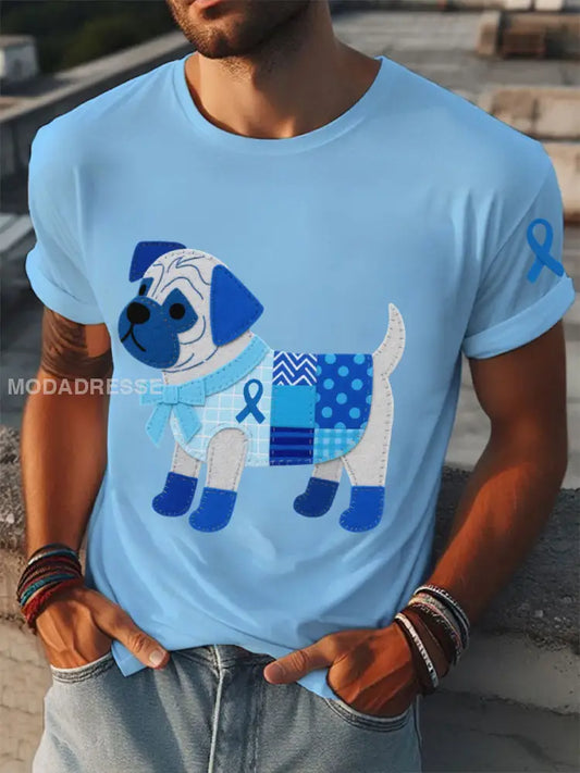 Mäns prostatacancer Spädhund T shirts ljusblå / S