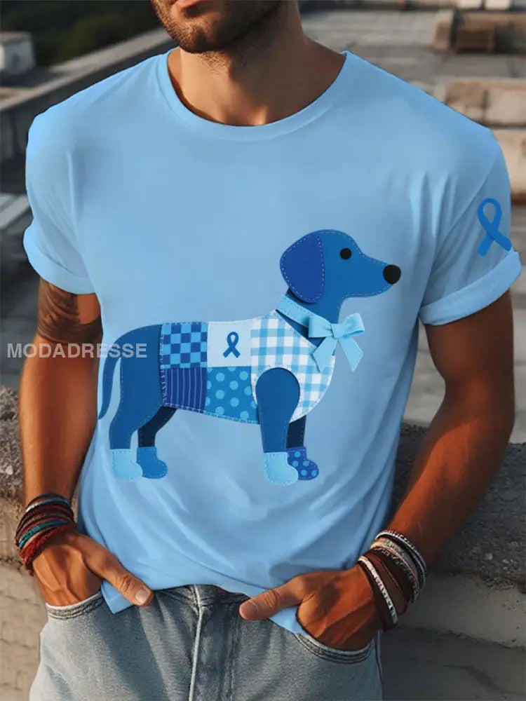Mäns prostatacancer Spädhund T shirts ljusblå / S