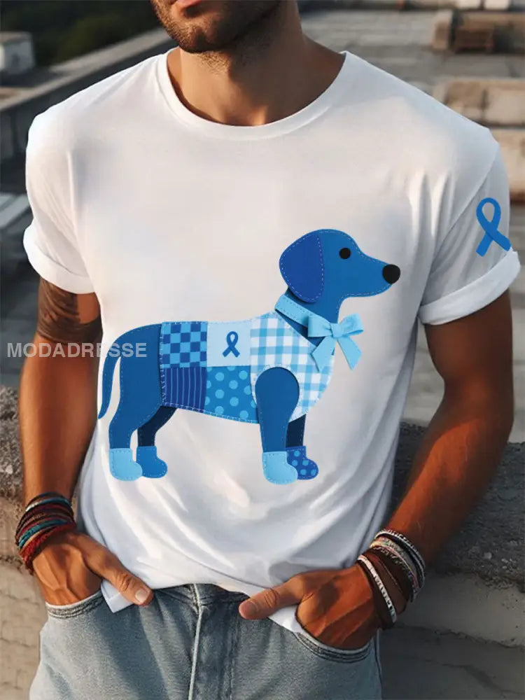 Mäns prostatacancer Spädhund T shirts vit / S