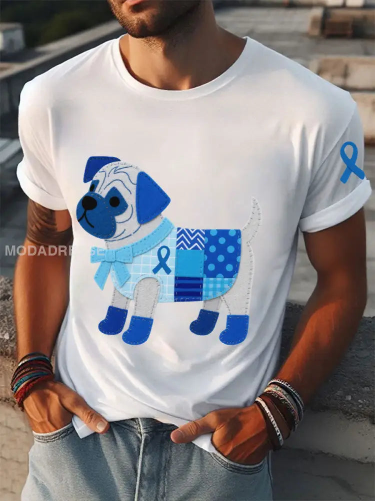Mäns prostatacancer Spädhund T shirts vit / S
