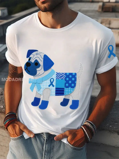 Mäns prostatacancer Spädhund T shirts vit / S