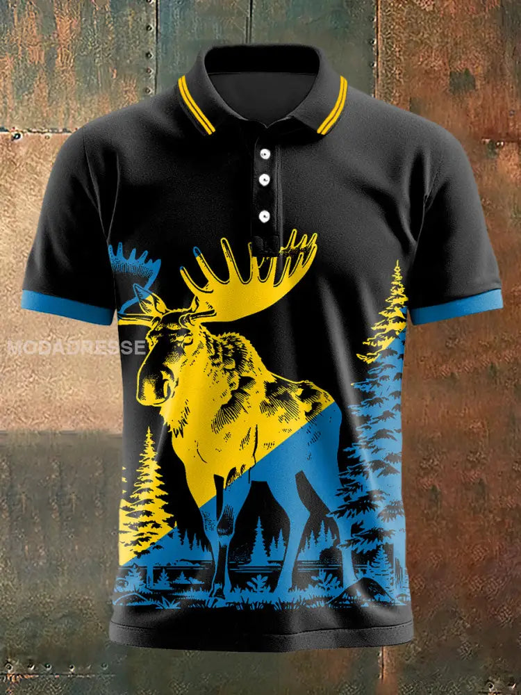 Mäns renar utskrift Polo hals kort ärm T-shirt S