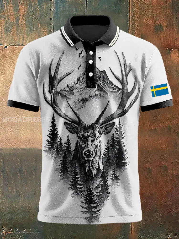 Mäns renar utskrift Polo hals kort ärm T-shirt S