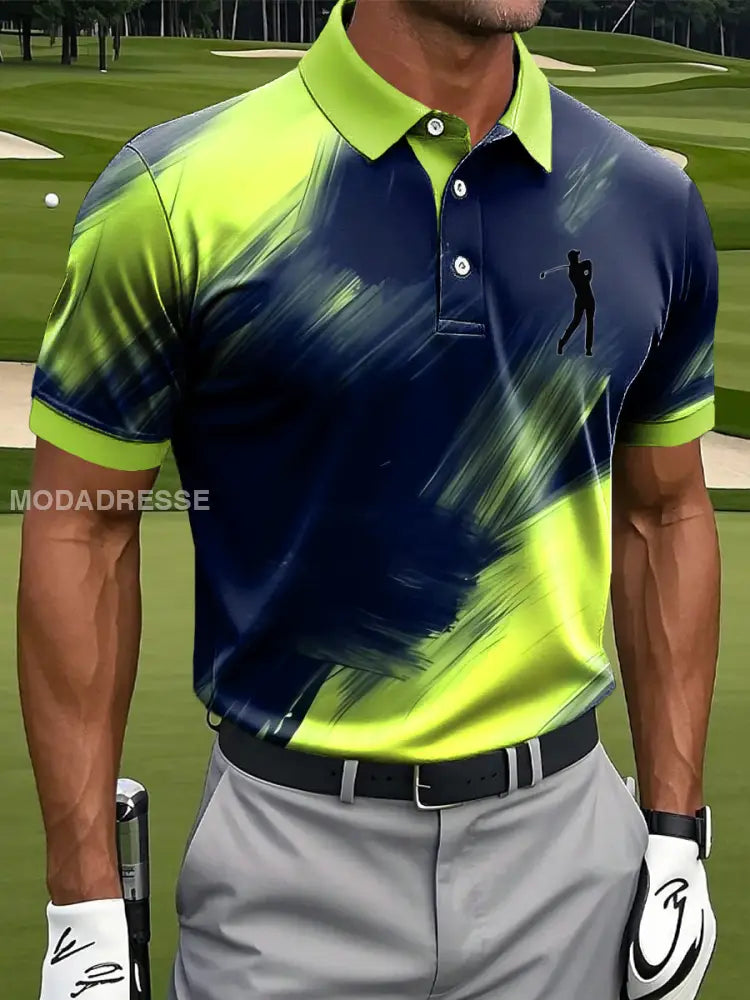 Mäns Retro Abstract färg konst Skriv ut Casual Business Polo tröj flerlog / S