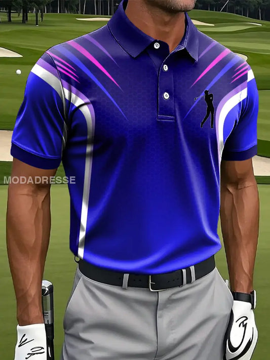 Mäns Retro Abstract Geometrisk konst Skriv ut Casual Business Polo tröj flerlog / S