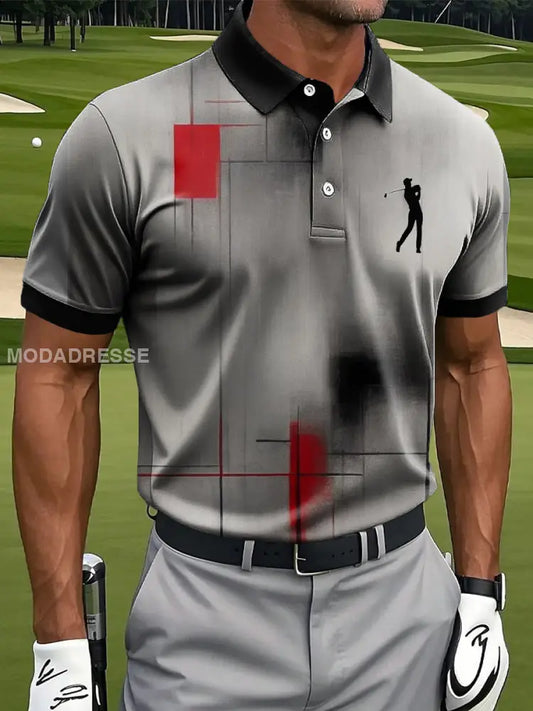 Mäns Retro Abstract Geometrisk konst Skriv ut Casual Business Polo tröj S