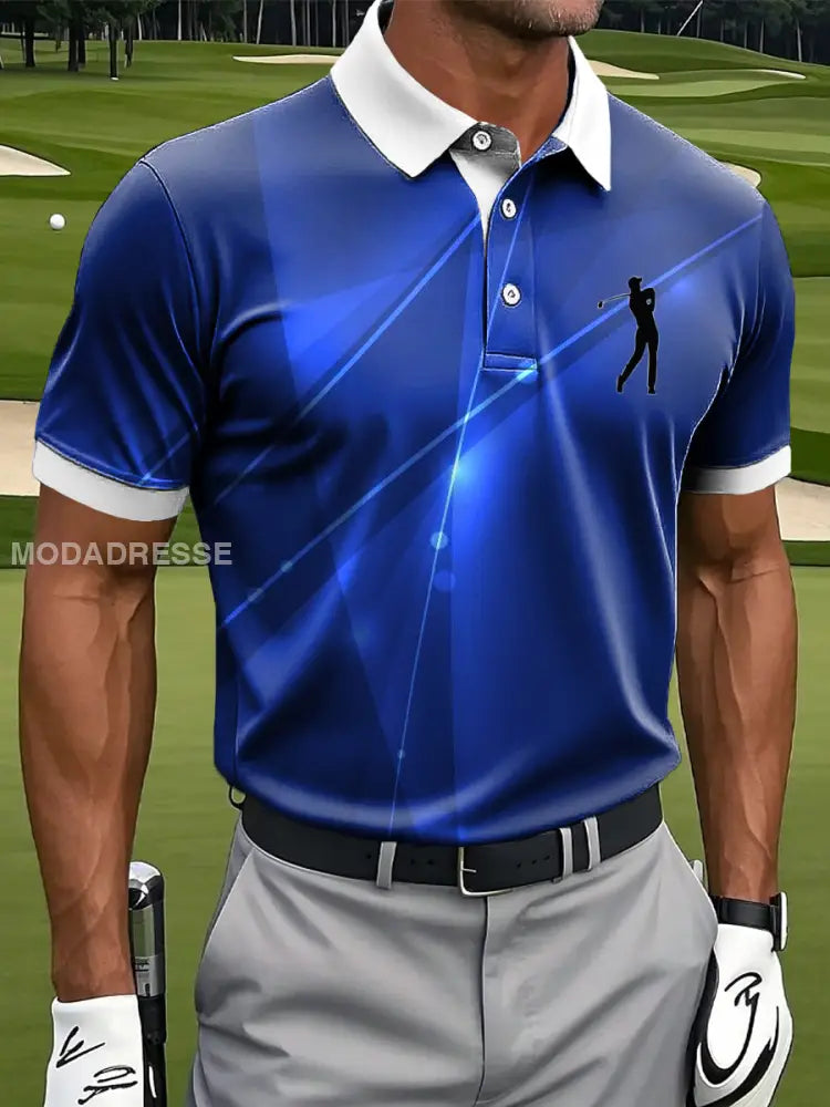 Mäns Retro Abstract linje Texture Konst Skriv ut Casual Business Polo tröj flerlog / S
